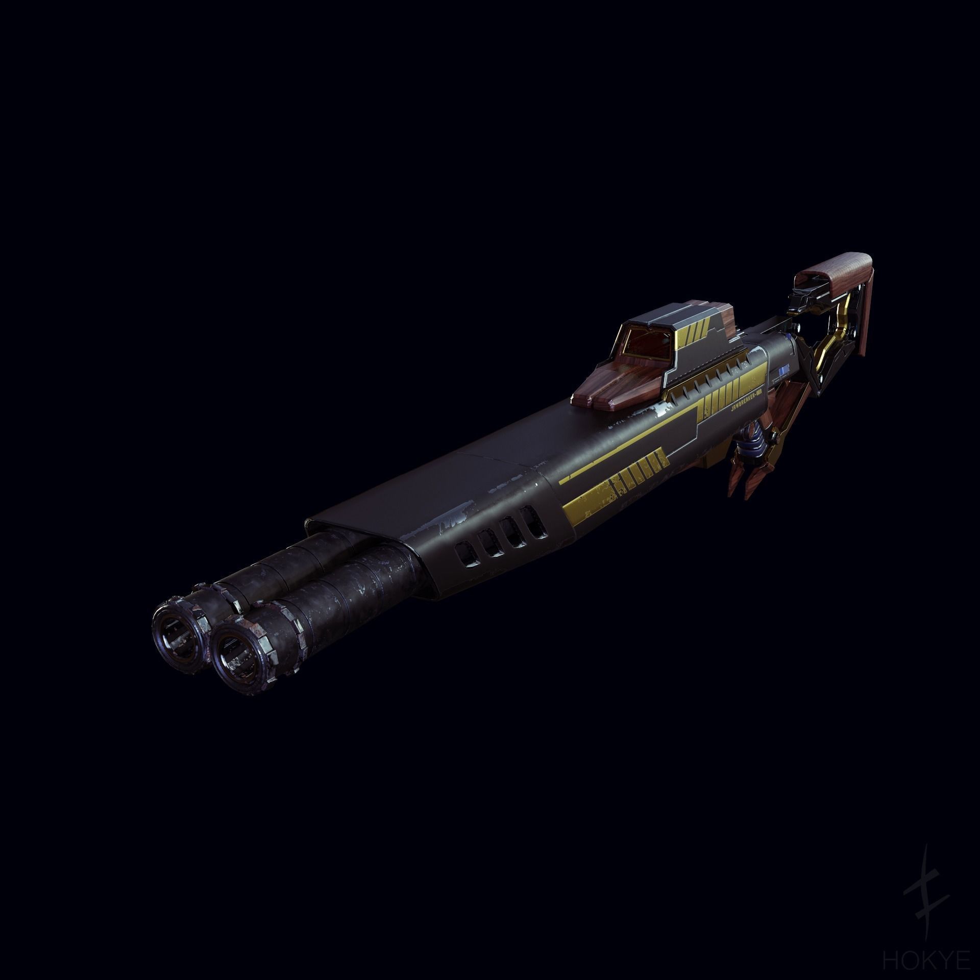 Cyberpunk Futuristic style DoubleBarrel Shotgun - JAWBREAKER-069 Low-poly 3D model_3