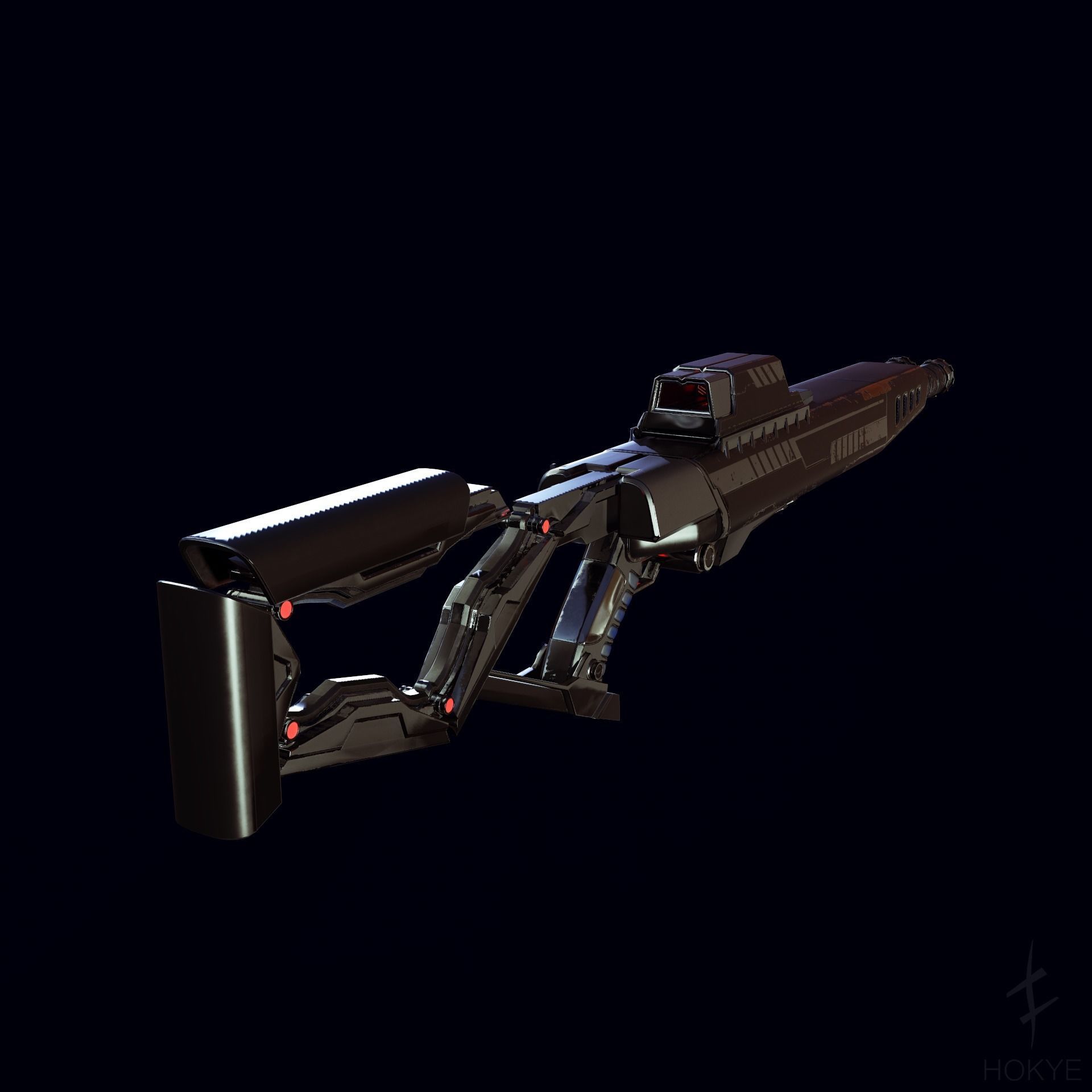 Cyberpunk Futuristic style DoubleBarrel Shotgun - JAWBREAKER-069 Low-poly 3D model_5