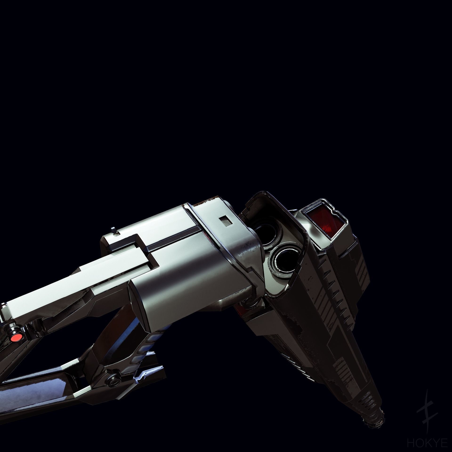 Cyberpunk Futuristic style DoubleBarrel Shotgun - JAWBREAKER-069 Low-poly 3D model_8