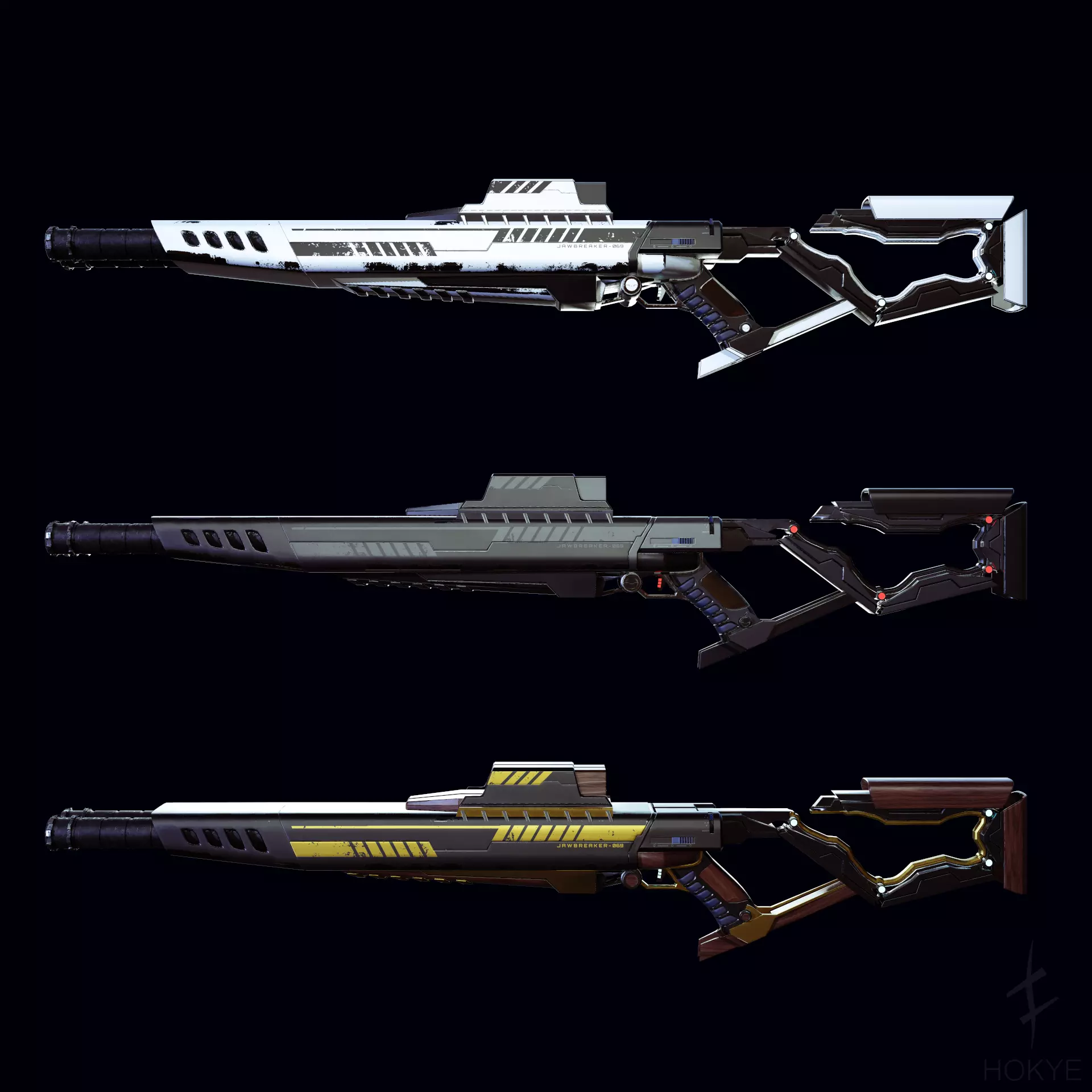 Cyberpunk Futuristic style DoubleBarrel Shotgun - JAWBREAKER-069 Low-poly 3D model_0