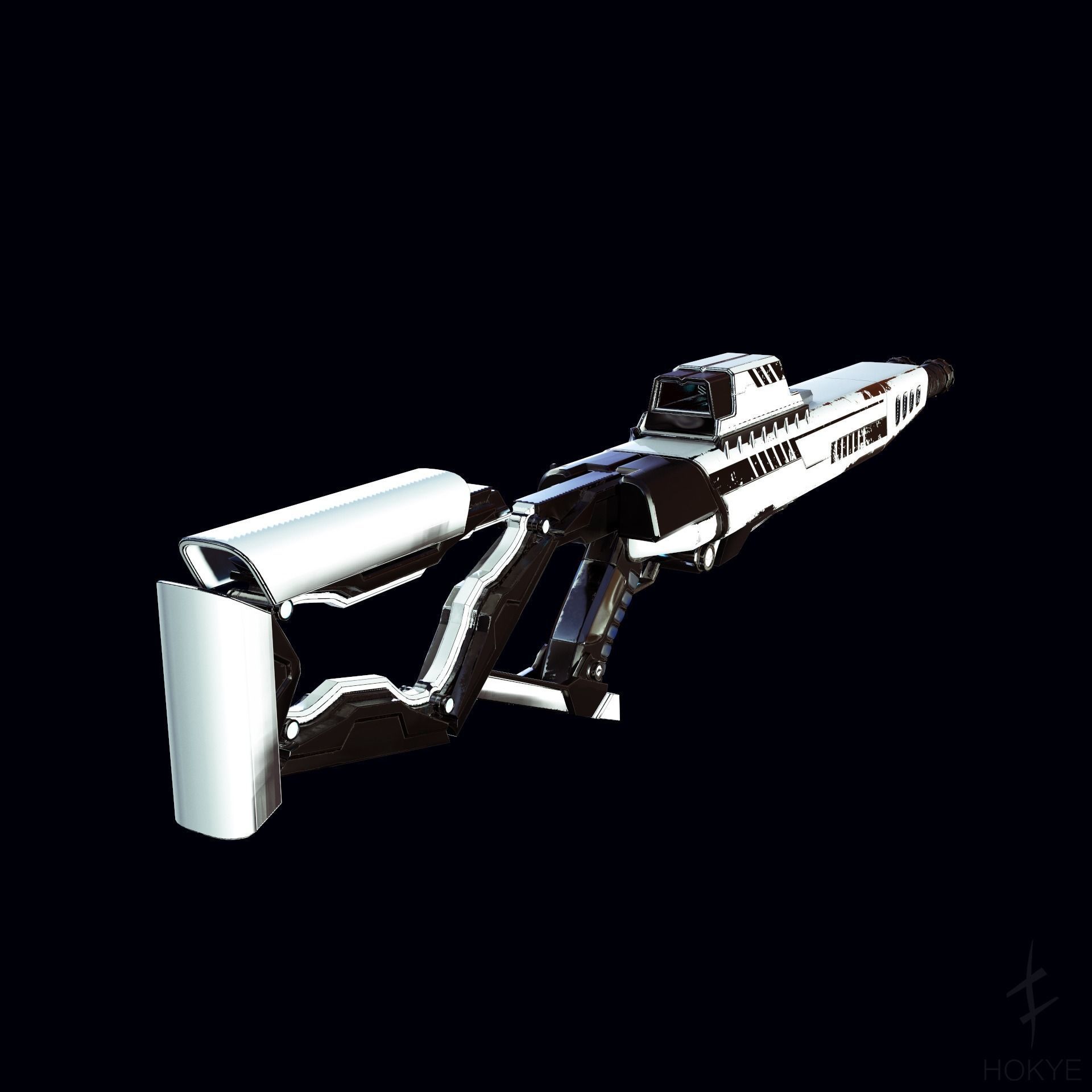 Cyberpunk Futuristic style DoubleBarrel Shotgun - JAWBREAKER-069 Low-poly 3D model_4