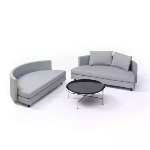 White Half Sphere Sofas With A Table