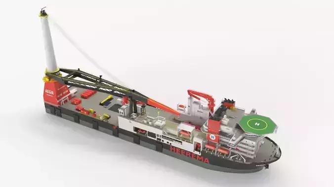 Heerema Aegir Ship Crane Vessel 3d Model