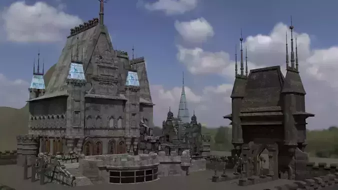 castle with two towers