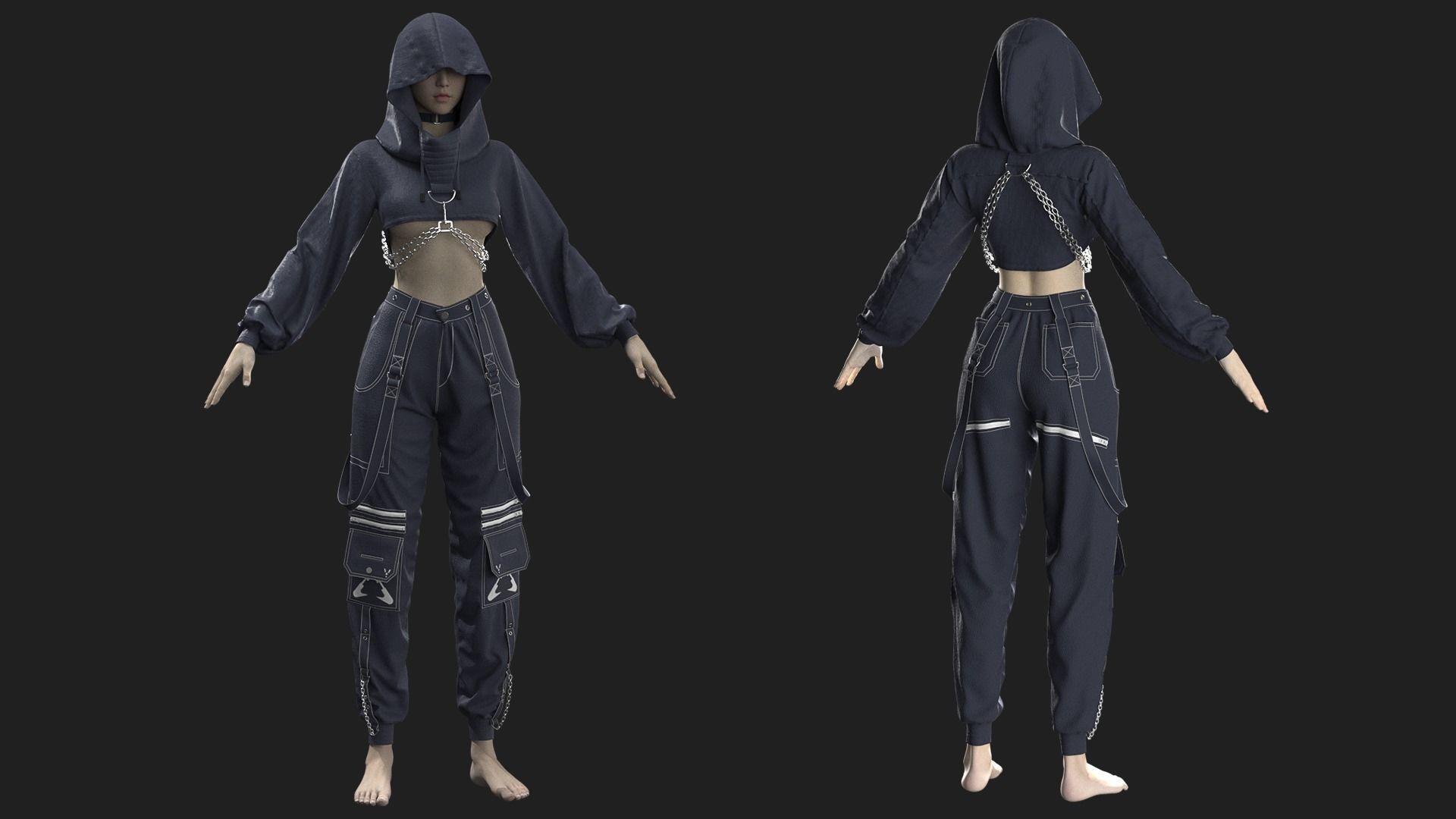 Gothic Female Outfit 3D model_1