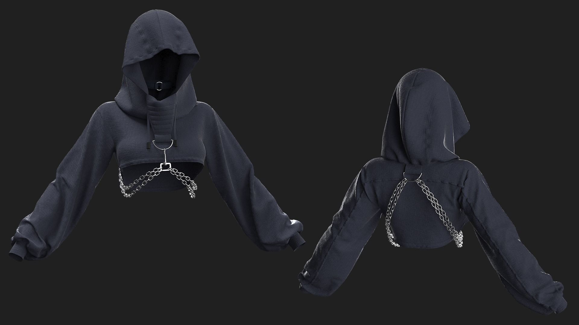 Gothic Female Outfit 3D model_2