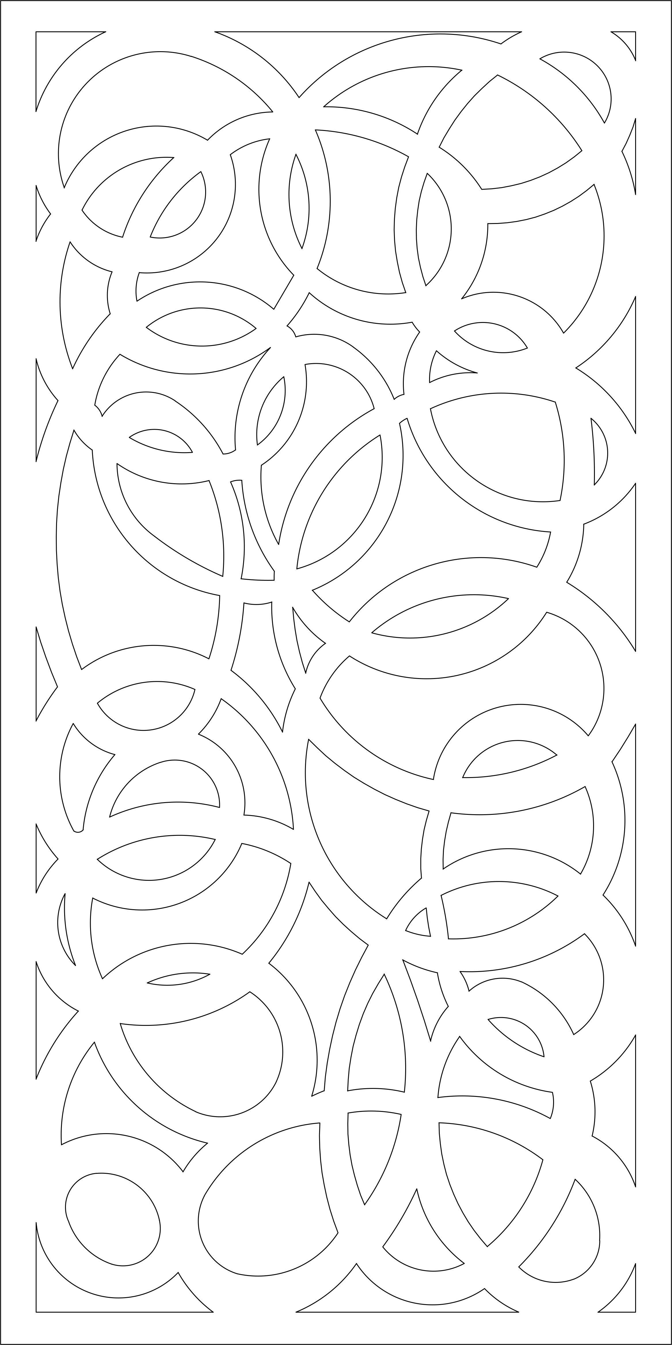 Partition three wooden screens with circular pattern 3D model_5