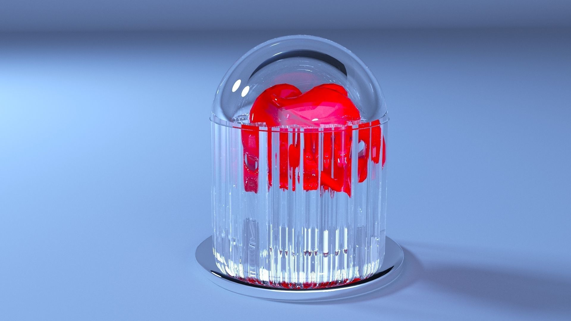 Futuristic rose under glass 3D model_1