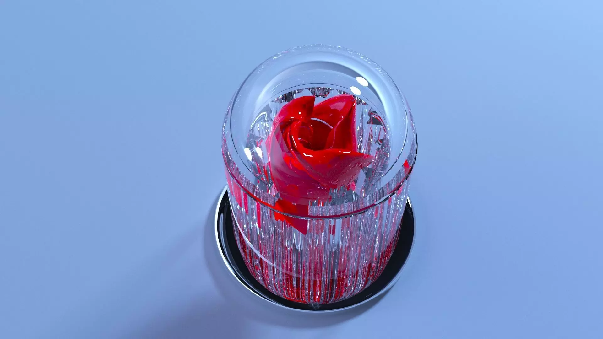 Futuristic rose under glass 3D model_0