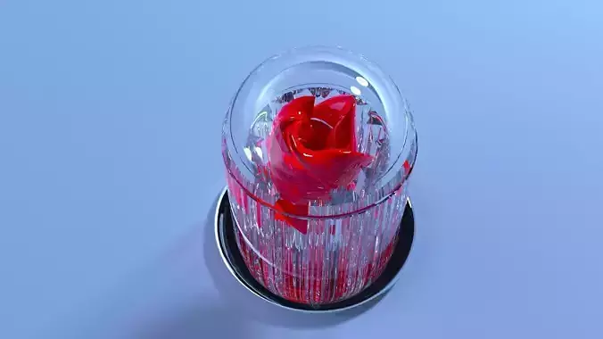 Futuristic rose under glass