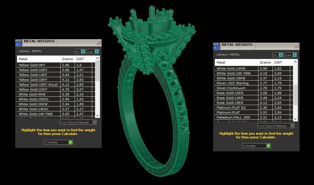 Ring with diamonds and zircon 3D print model 3D print model_4