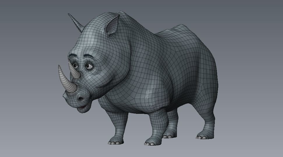 cartoon rhino Low-poly 3D model_12