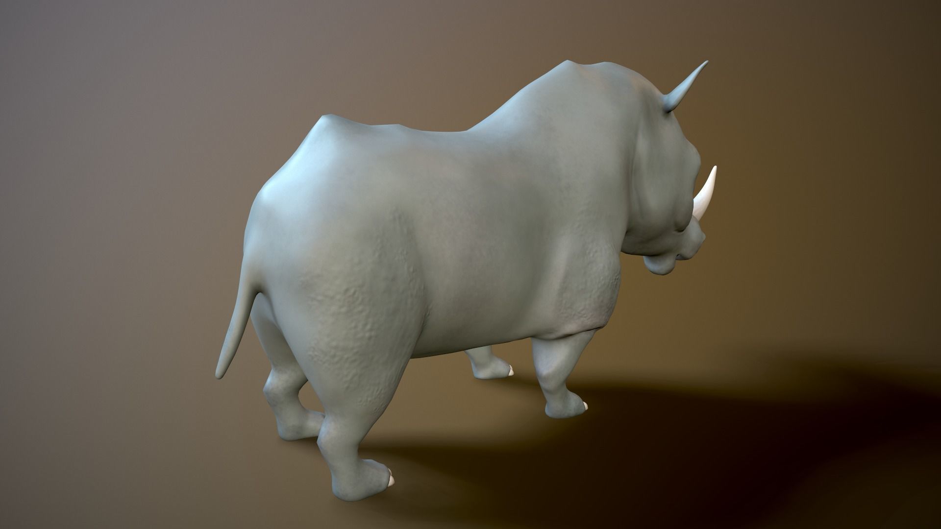 cartoon rhino Low-poly 3D model_4