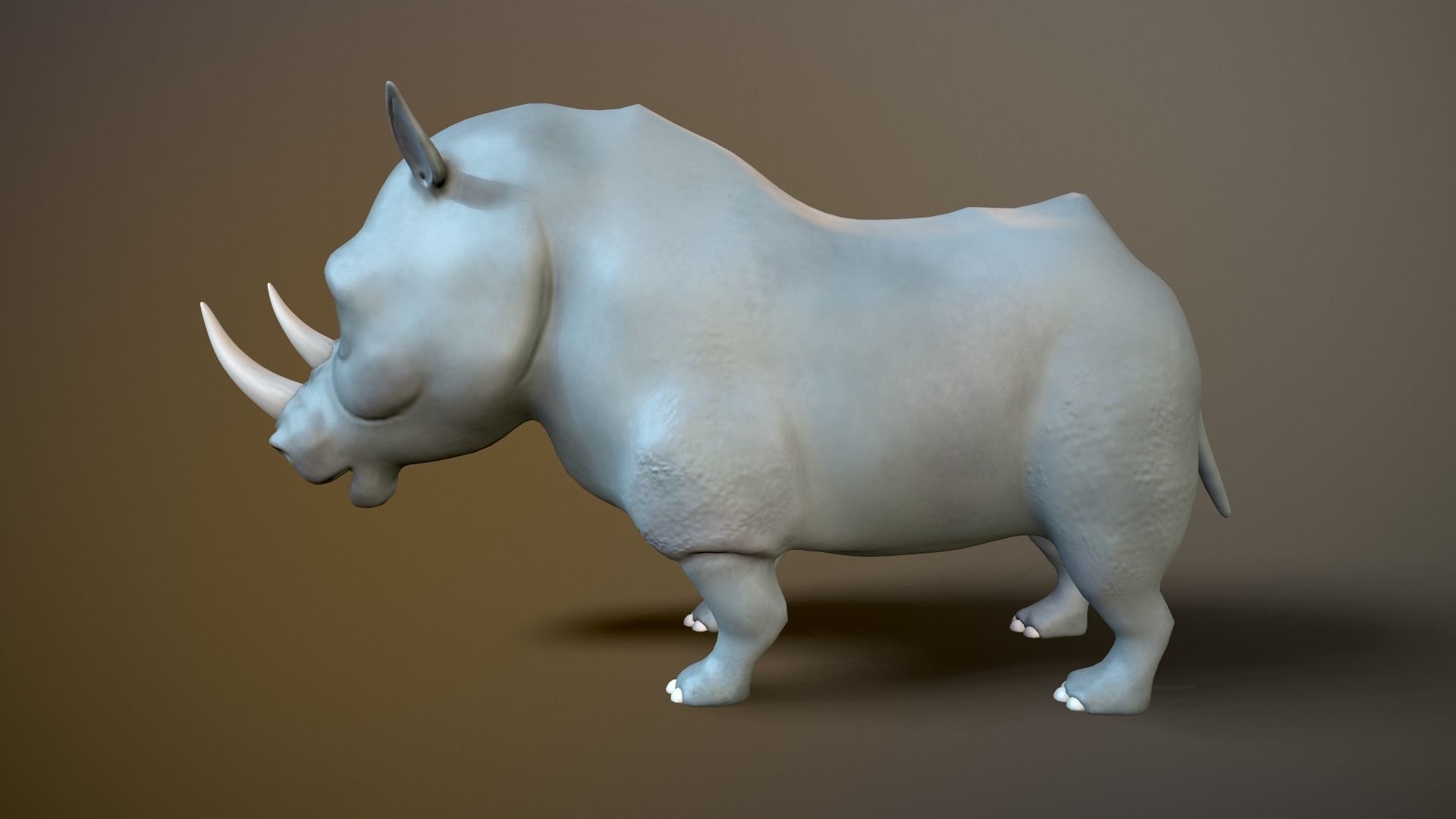 cartoon rhino Low-poly 3D model_6