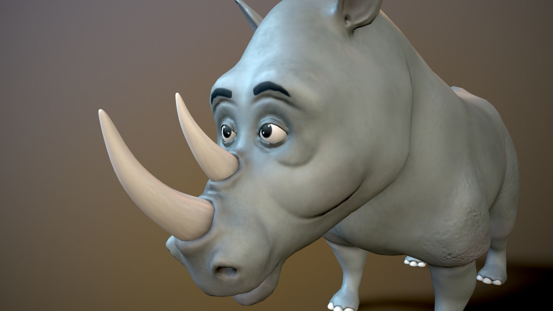 cartoon rhino Low-poly 3D model_9