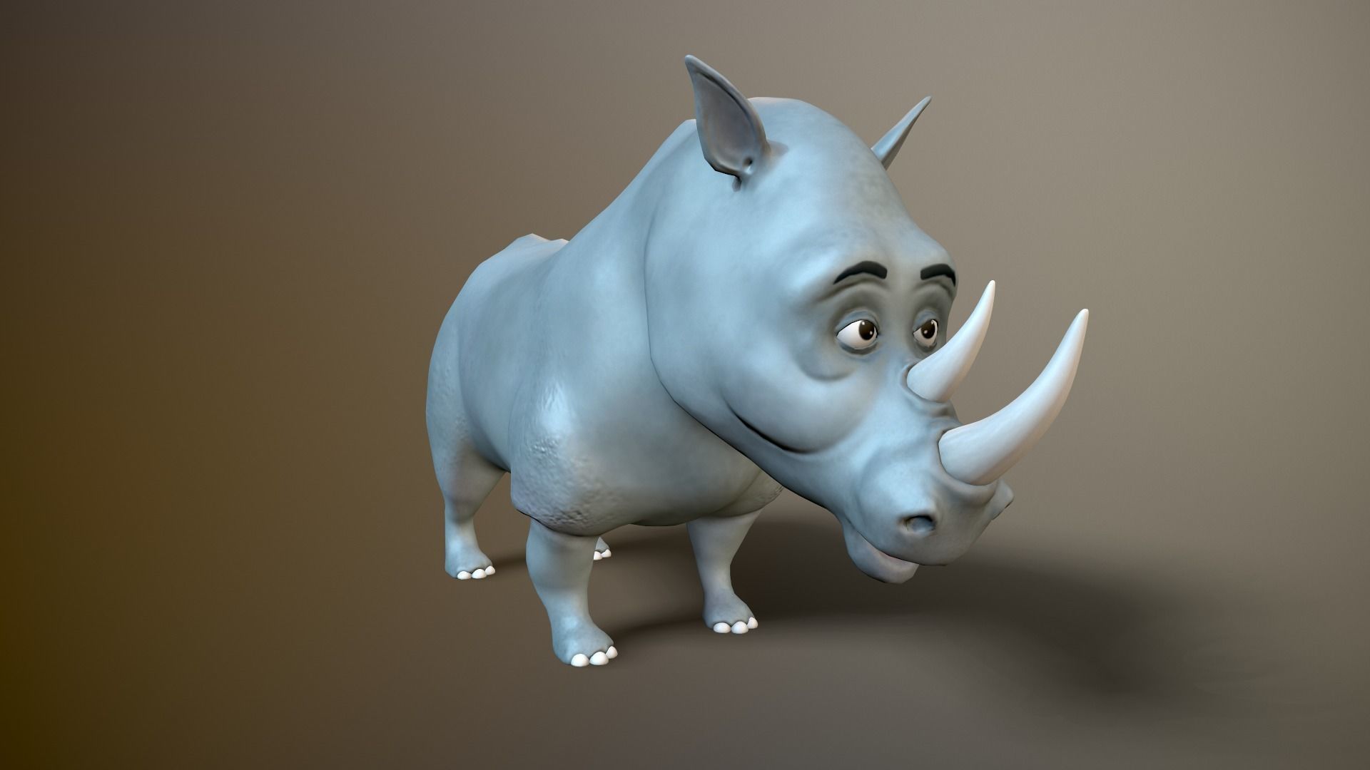 cartoon rhino Low-poly 3D model_2