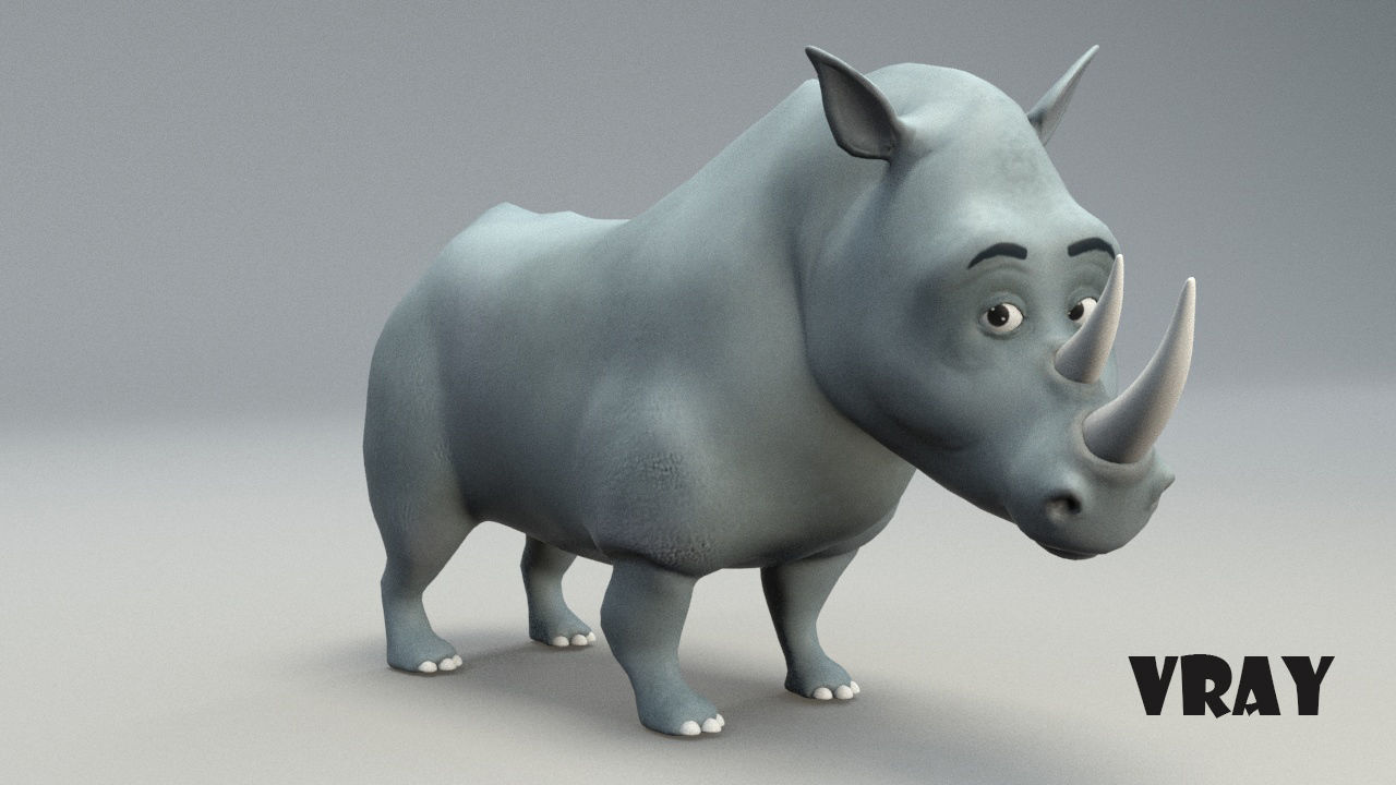 cartoon rhino Low-poly 3D model_11