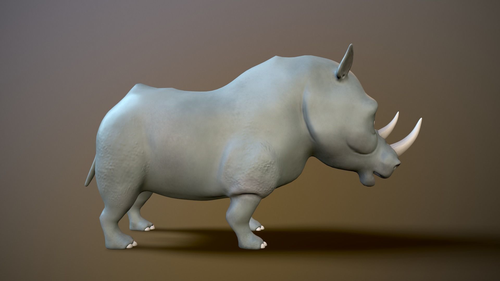cartoon rhino Low-poly 3D model_3