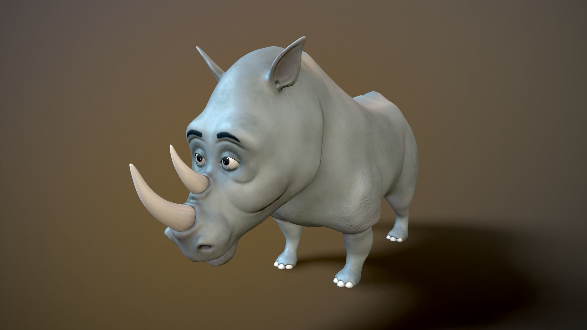 cartoon rhino Low-poly 3D model_7