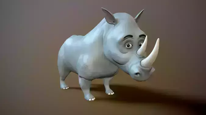 cartoon rhino Low-poly 3D model