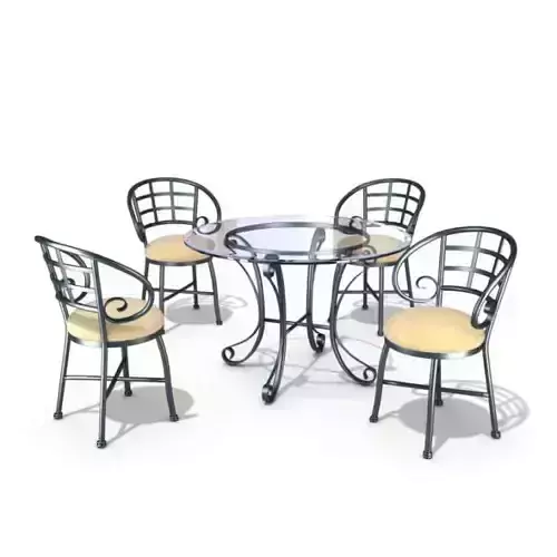 Metallic Table Set With Four Chairs