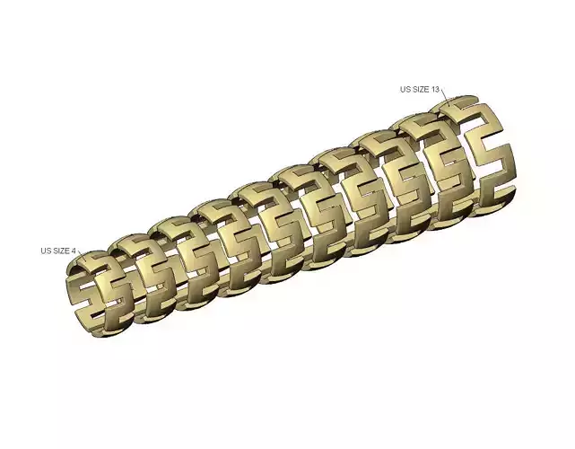 Rounded Square chunky greek key band US size  4to13