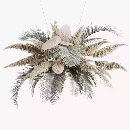 Hanging Decor Of Palm Leaves And Pampas Grass