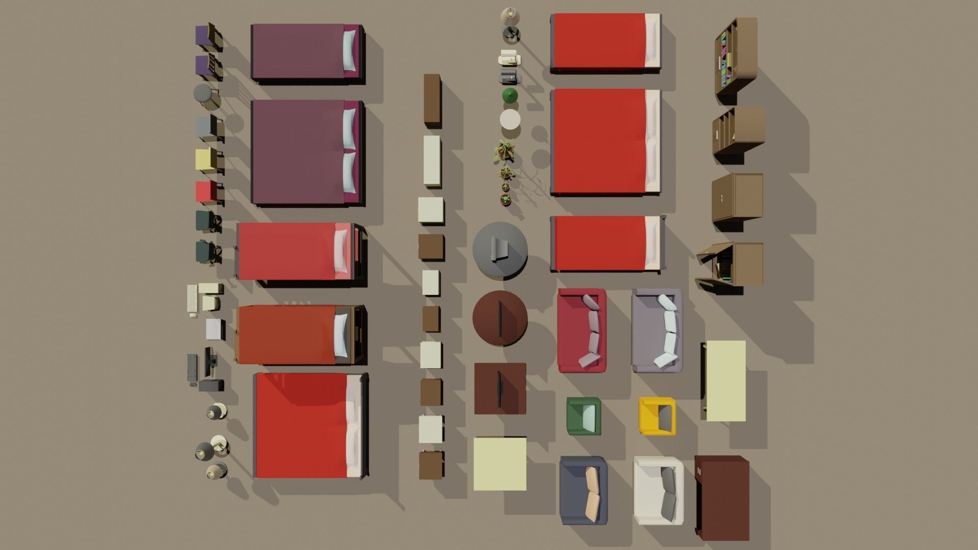 Low poly furniture pack Low-poly 3D model_4