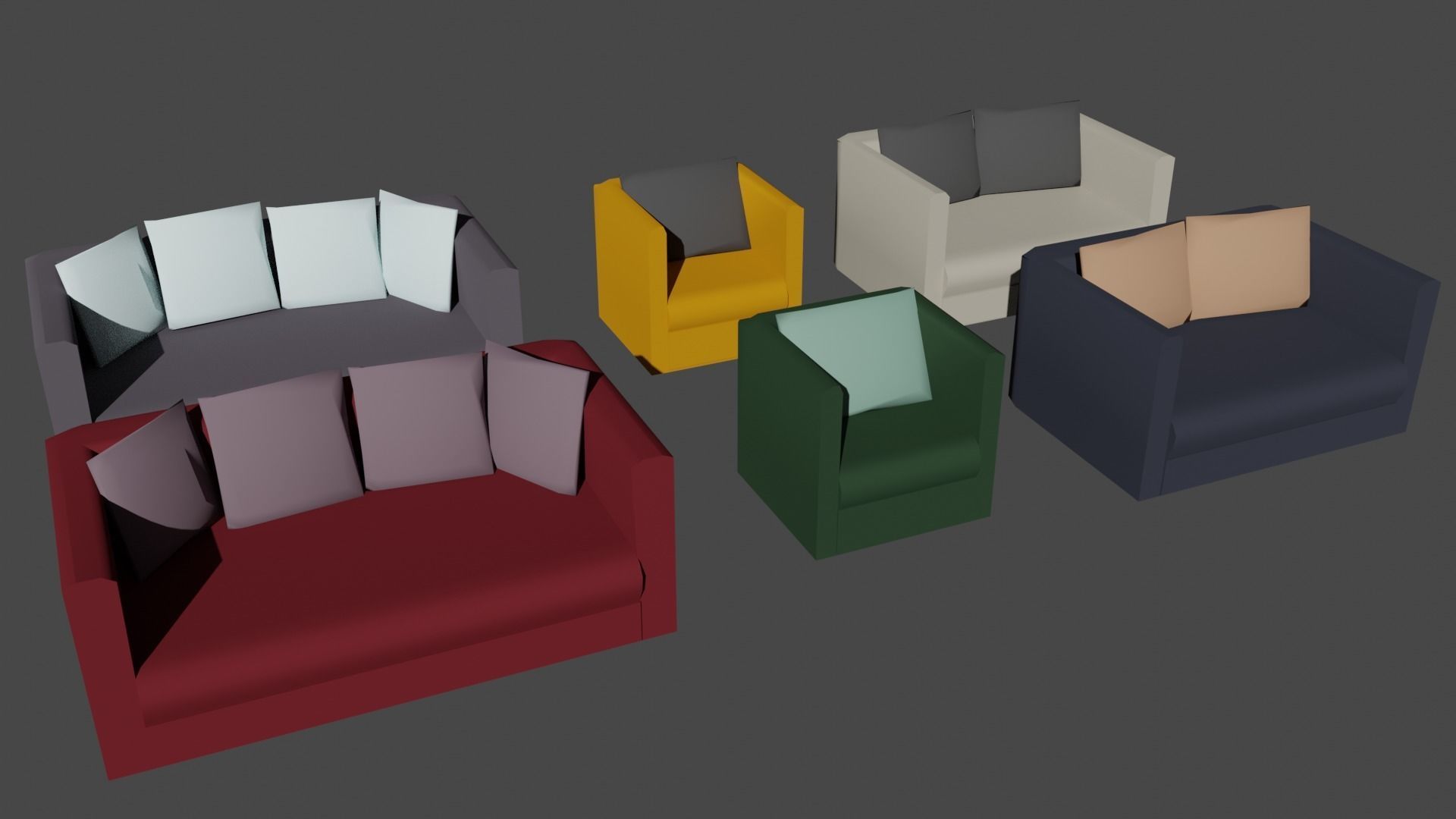 Low poly furniture pack Low-poly 3D model_14