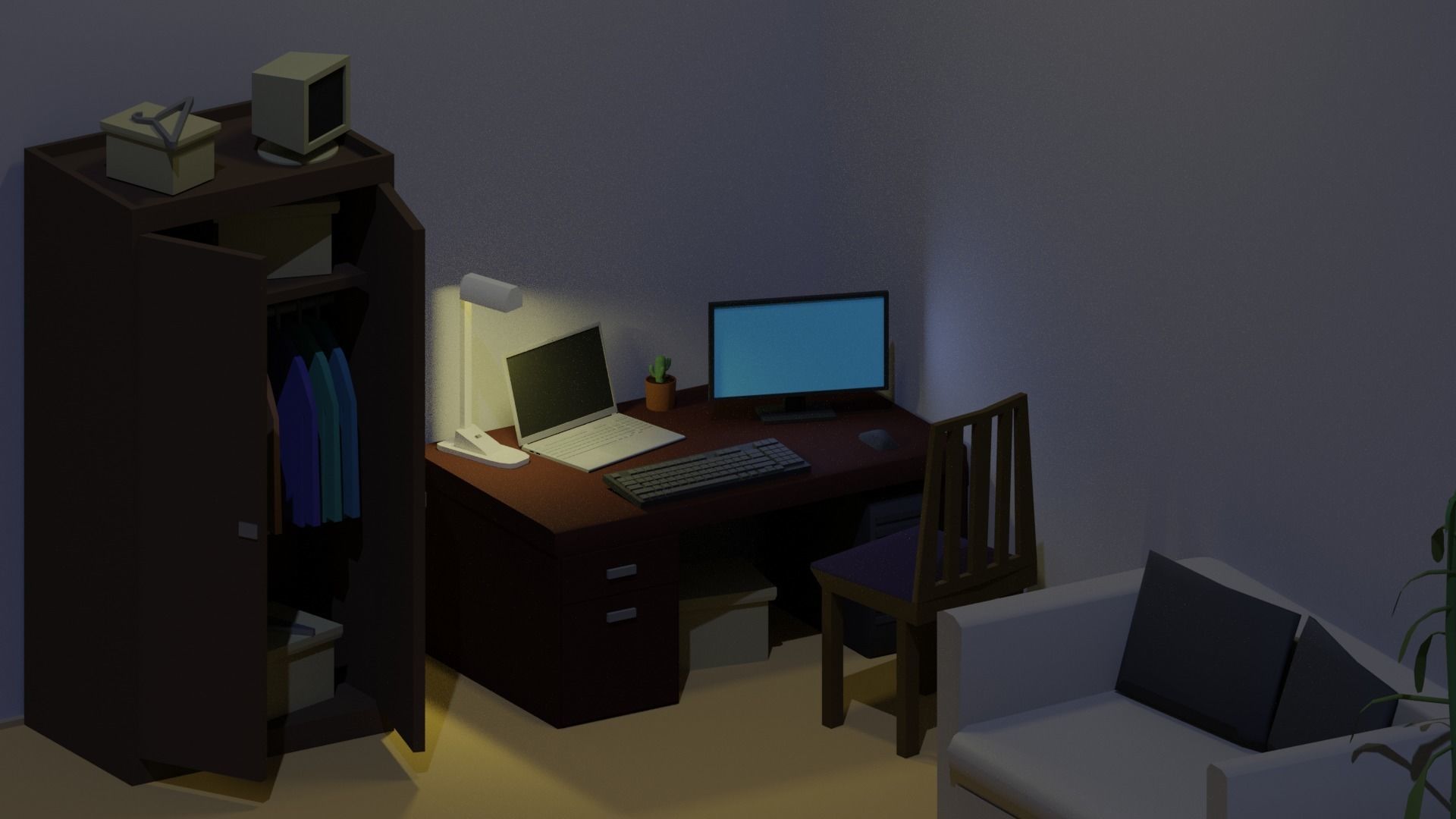 Low poly furniture pack Low-poly 3D model_5