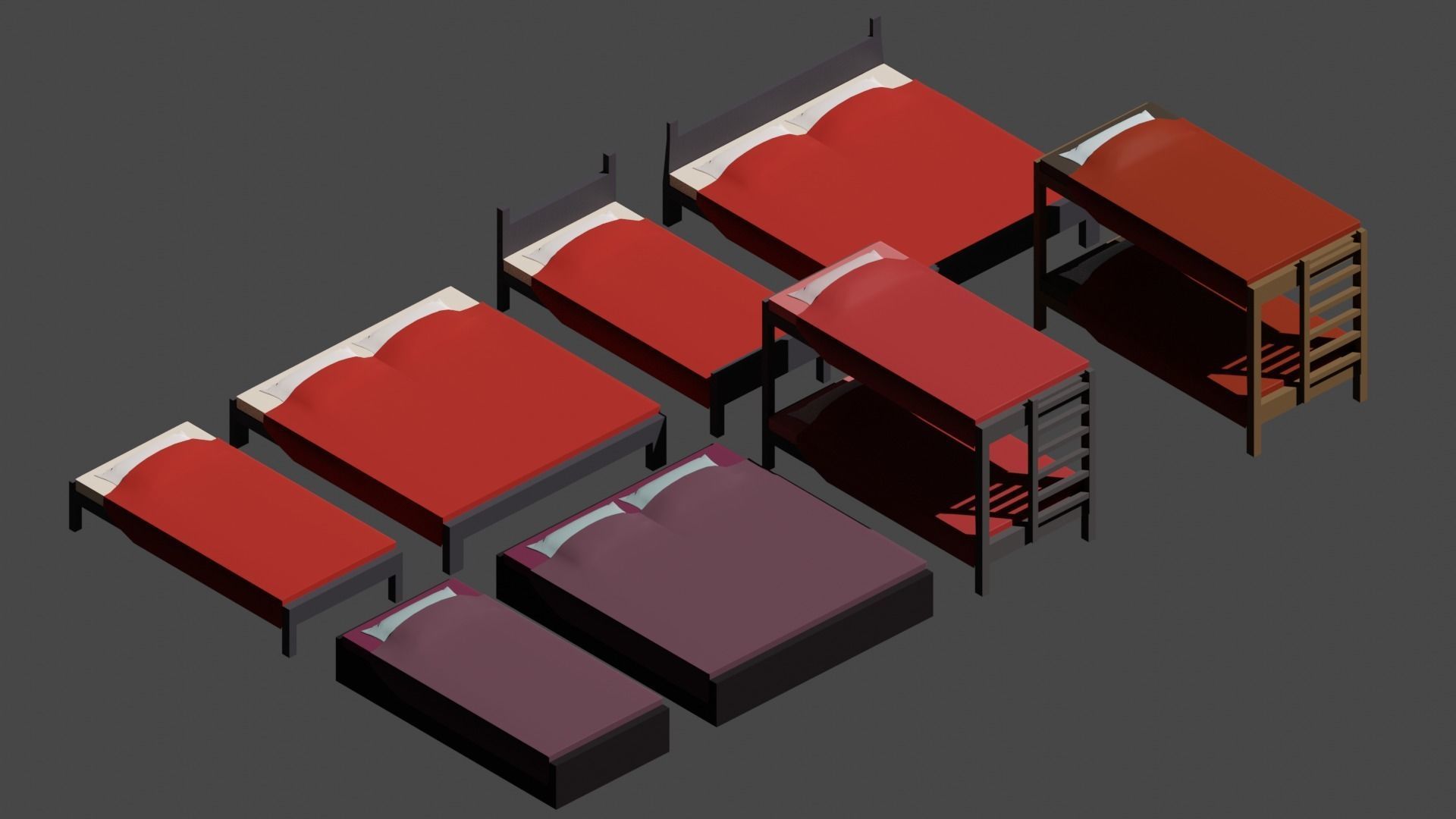 Low poly furniture pack Low-poly 3D model_7