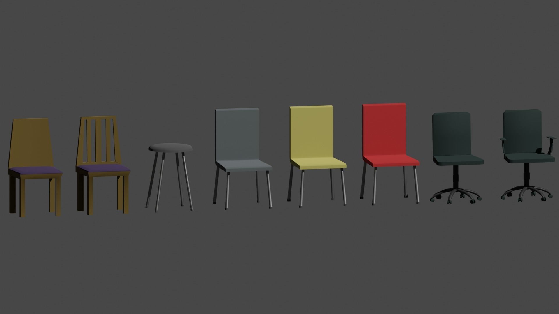 Low poly furniture pack Low-poly 3D model_9