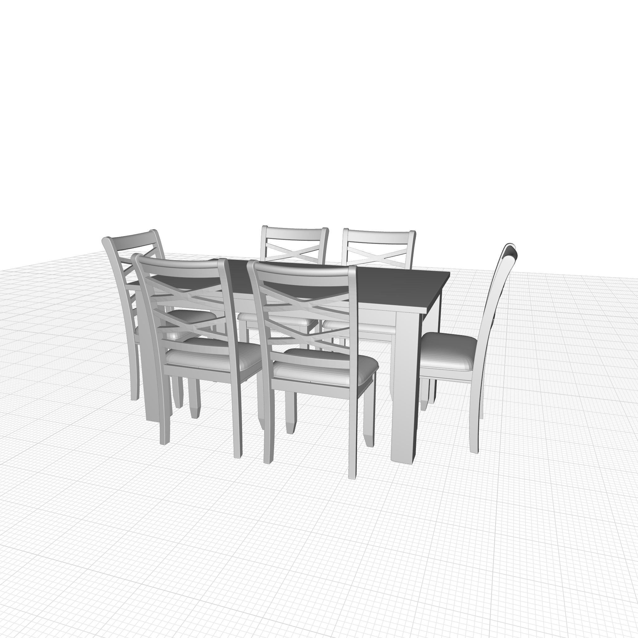 Diner Table Chair Set 3D model_5