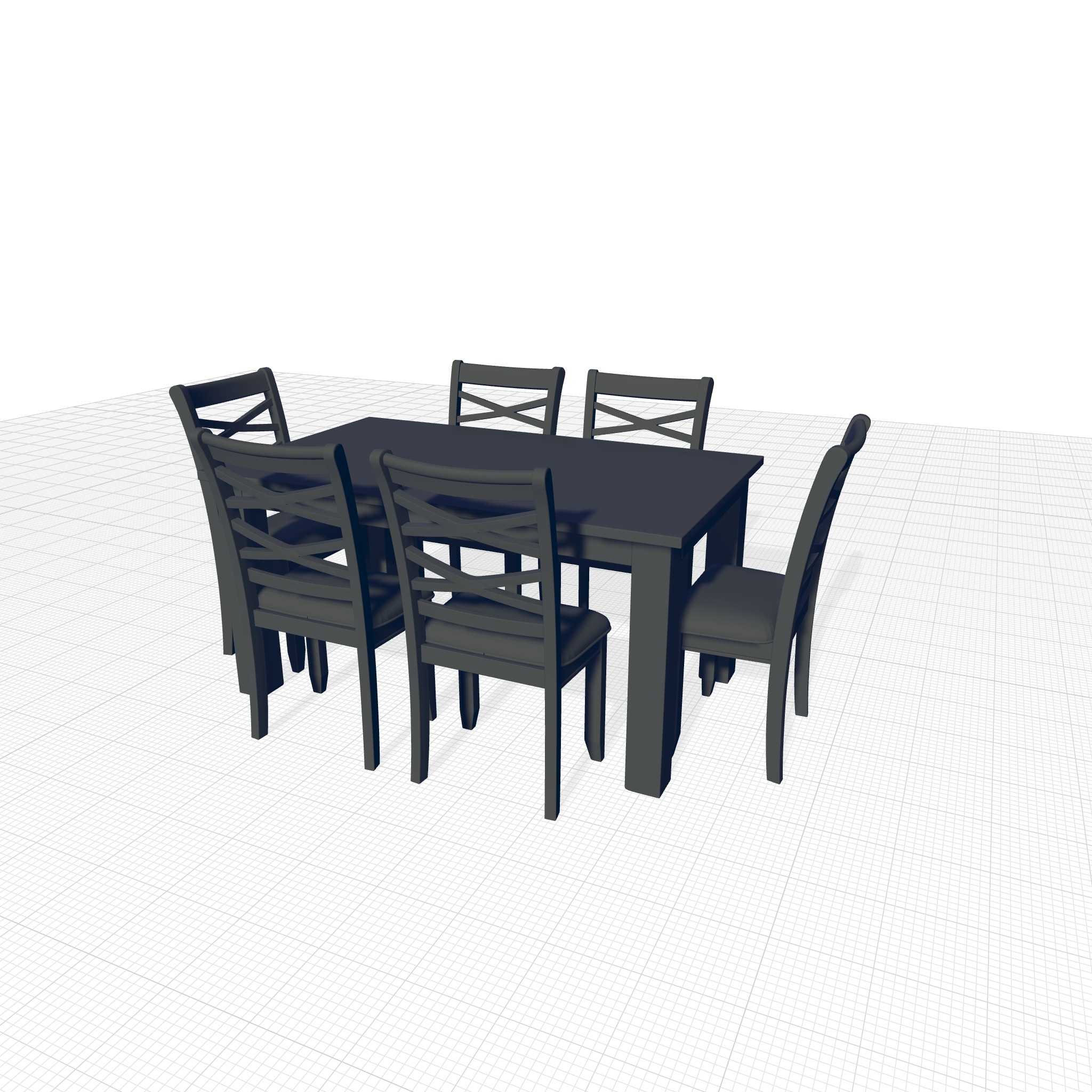 Diner Table Chair Set 3D model_3