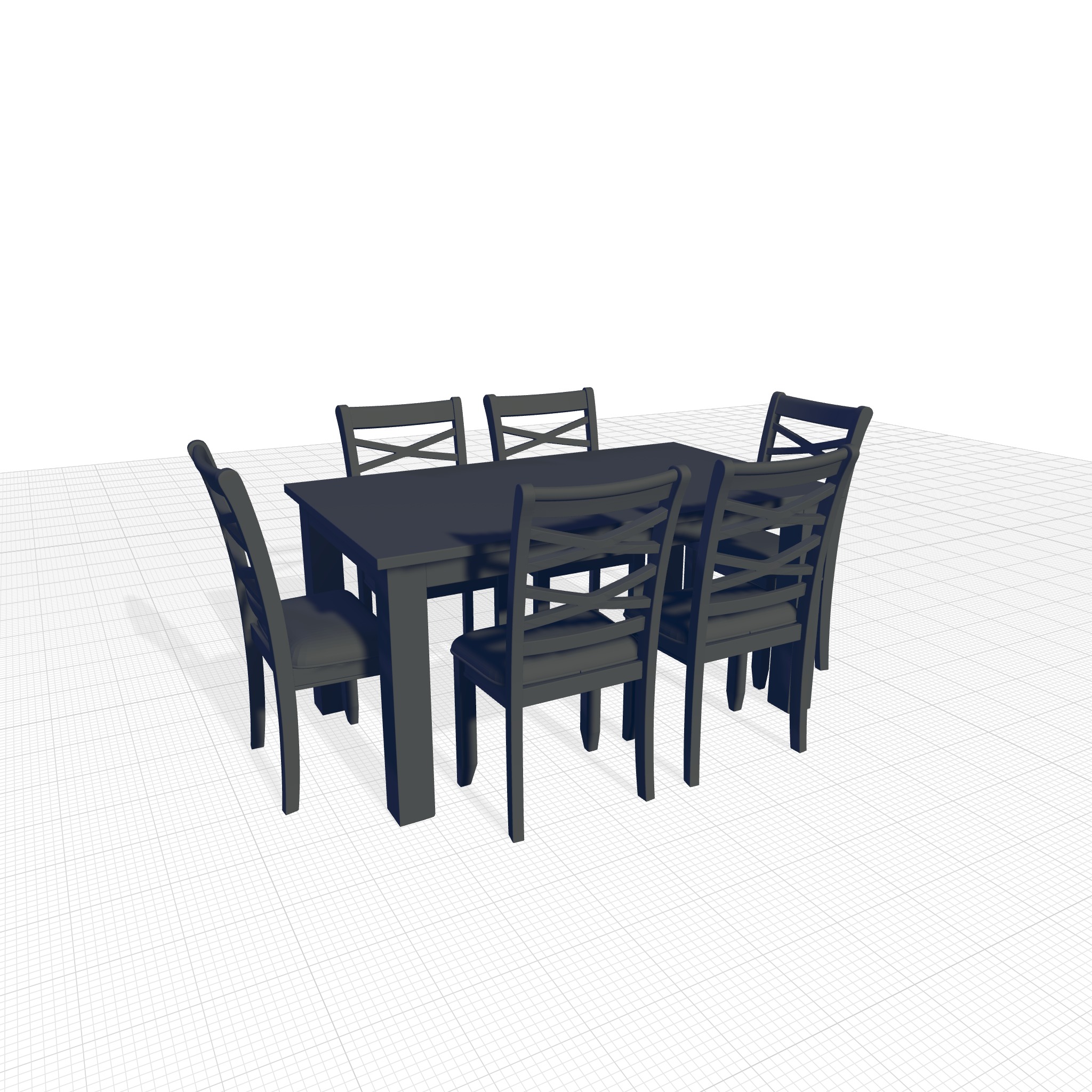 Diner Table Chair Set 3D model_1