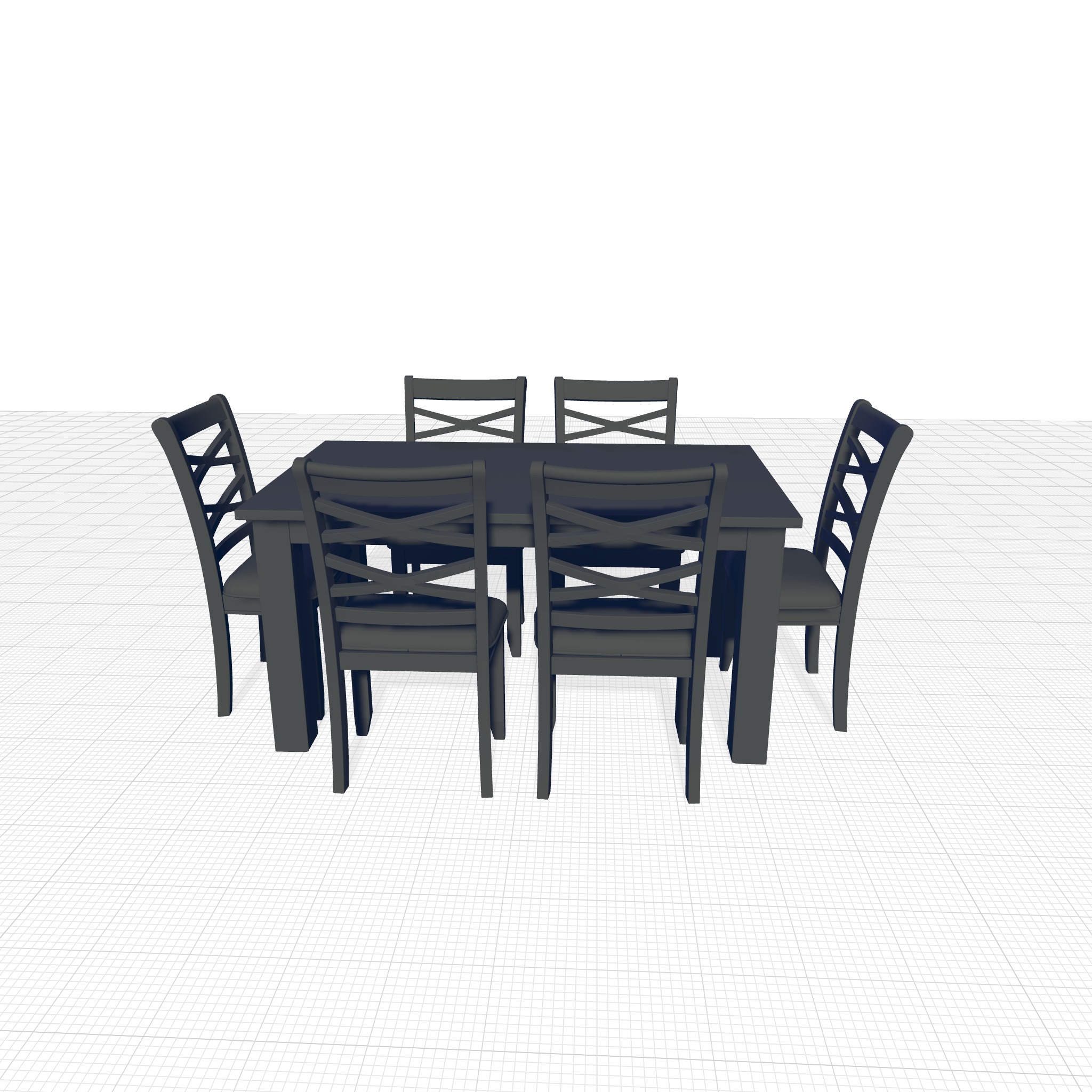 Diner Table Chair Set 3D model_2