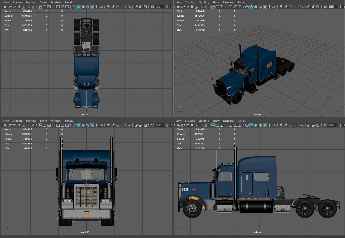 Peterbilt 379 Pack with interior  hquality 3D Model Collection_3