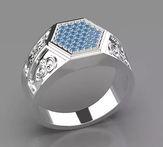 Male graceful ring with gems