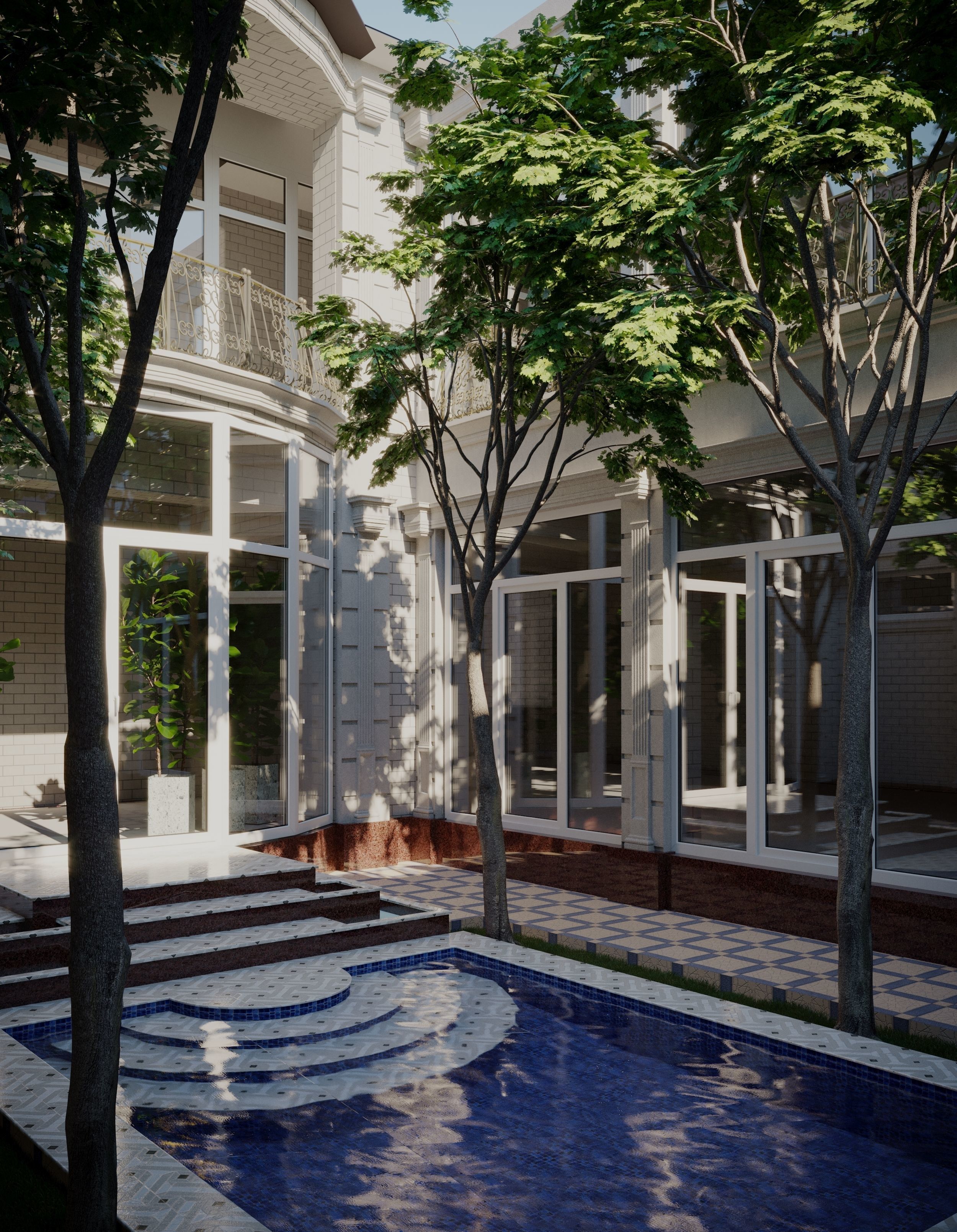 Exterior House Low-poly 3D model_1