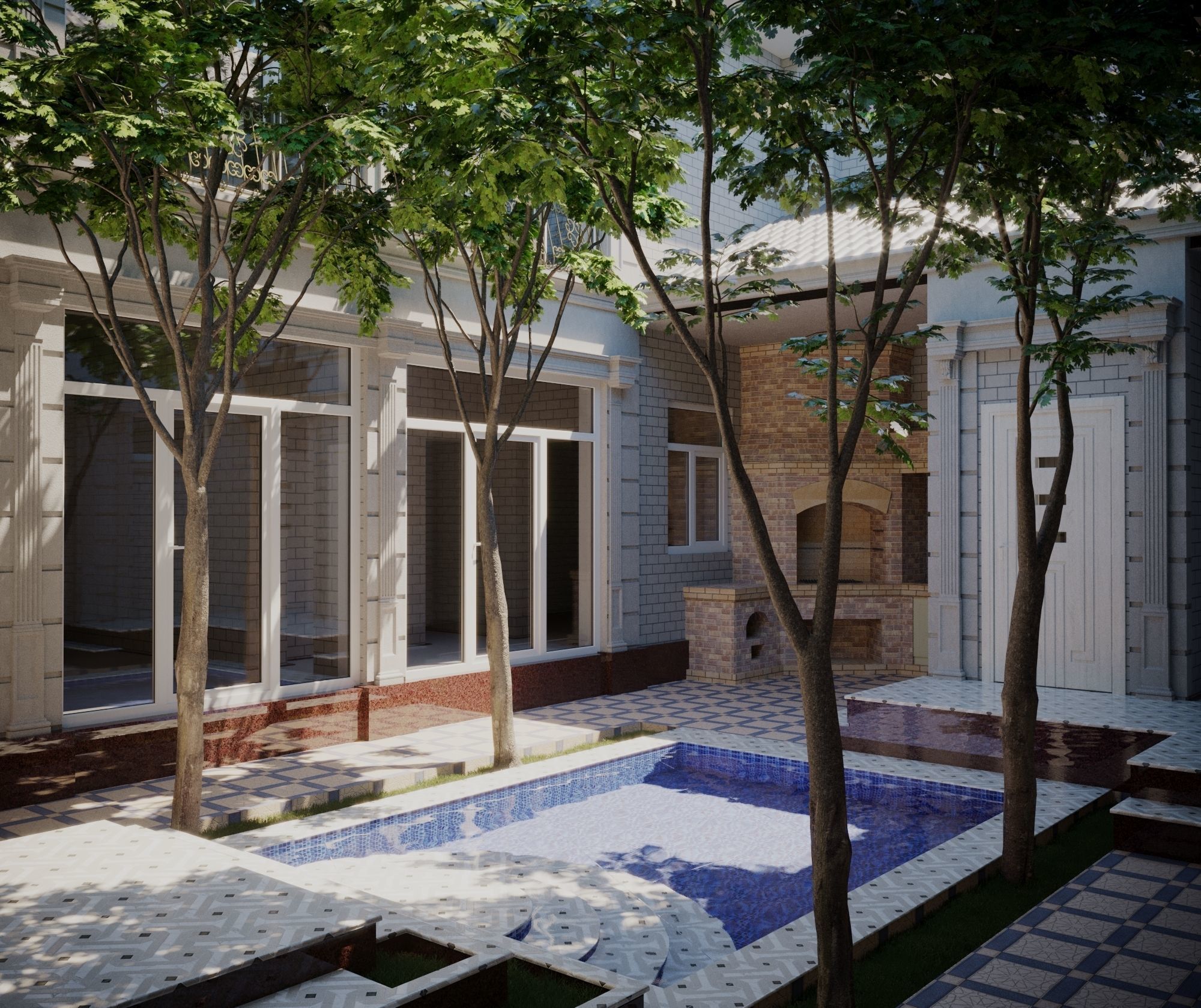 Exterior House Low-poly 3D model_3