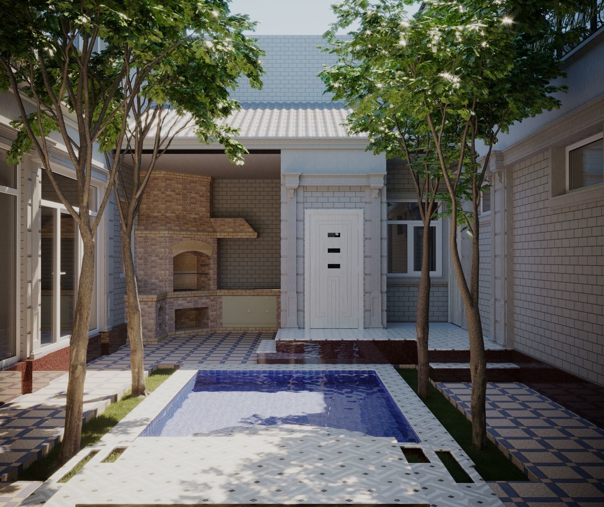 Exterior House Low-poly 3D model_2