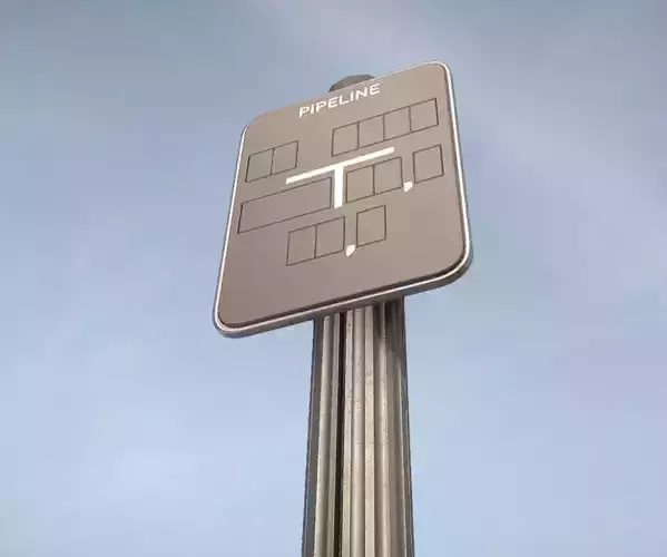 Hinweisschild Pipeline mit Pfosten und Rahmen Low-poly 3D model