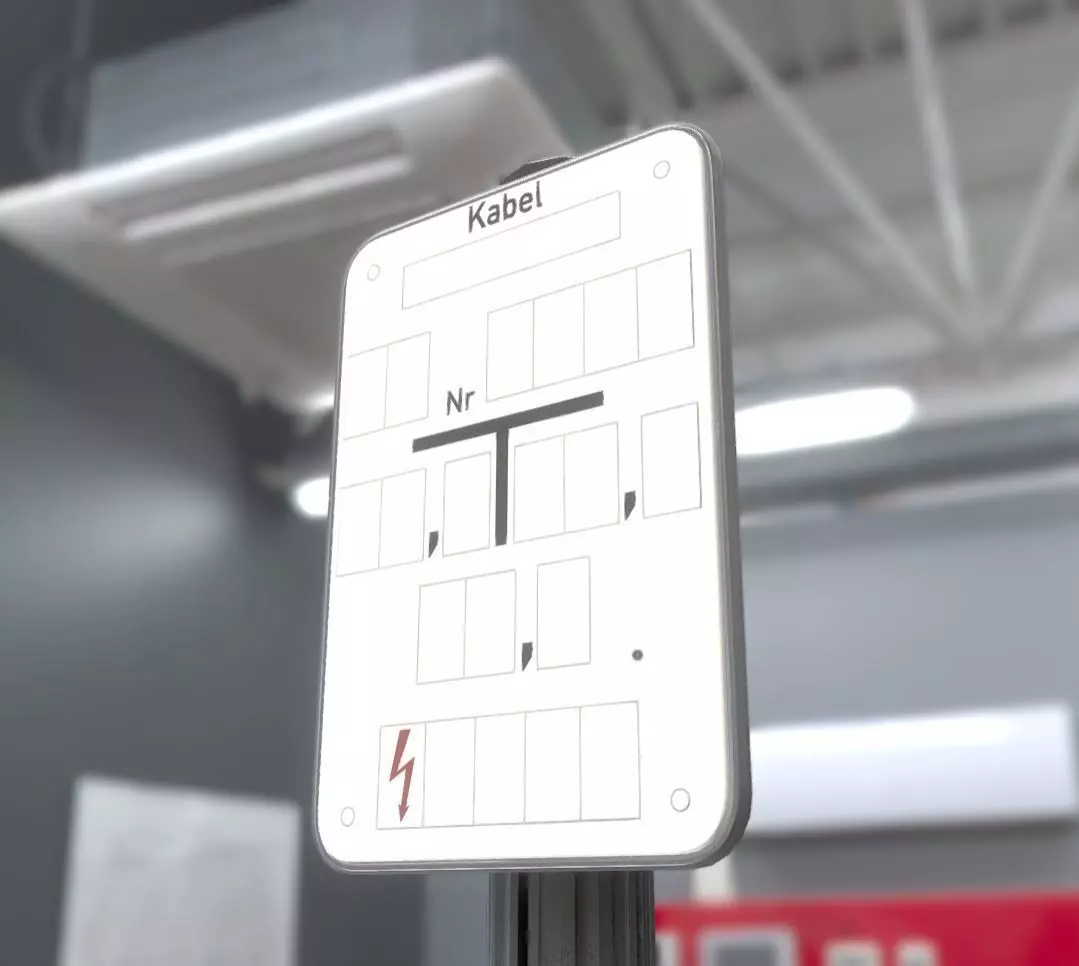 Hinweisschild Kabel mit Pfosten und Rahmen Low-poly 3D model_0