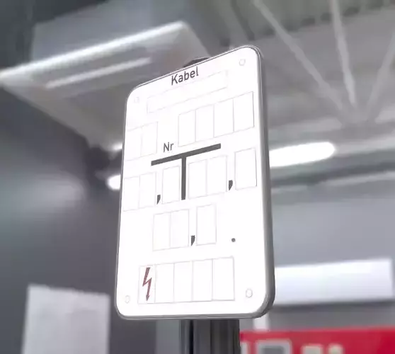 Hinweisschild Kabel mit Pfosten und Rahmen Low-poly 3D model