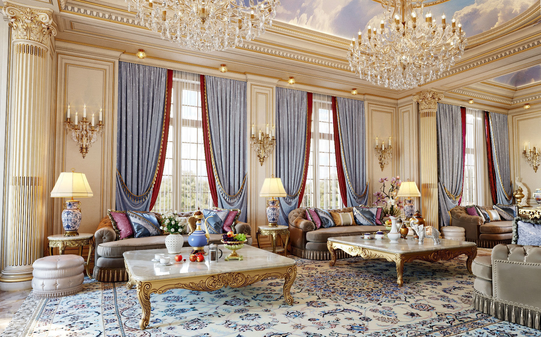 Large Classic Coffee Table  3D model_2