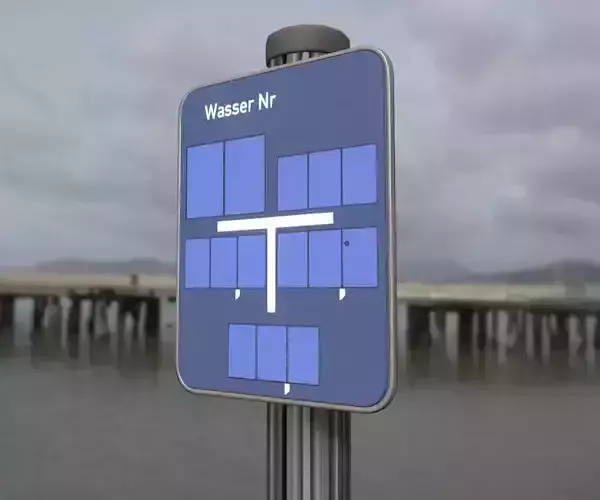 Hinweisschild Wasser mit Pfosten und Rahmen Low-poly 3D model