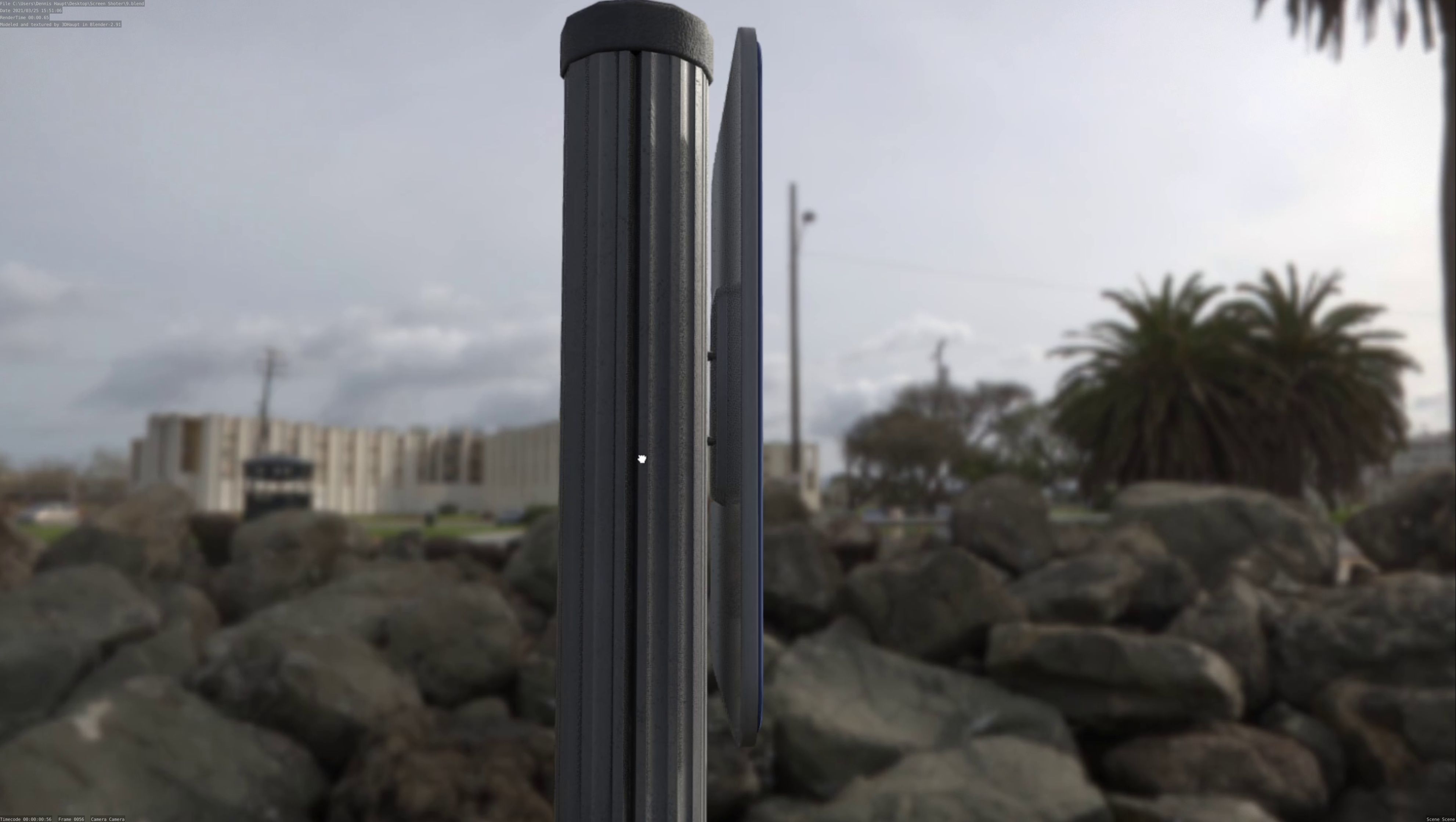 Hinweisschild Wasser mit Pfosten und Rahmen Low-poly 3D model_26