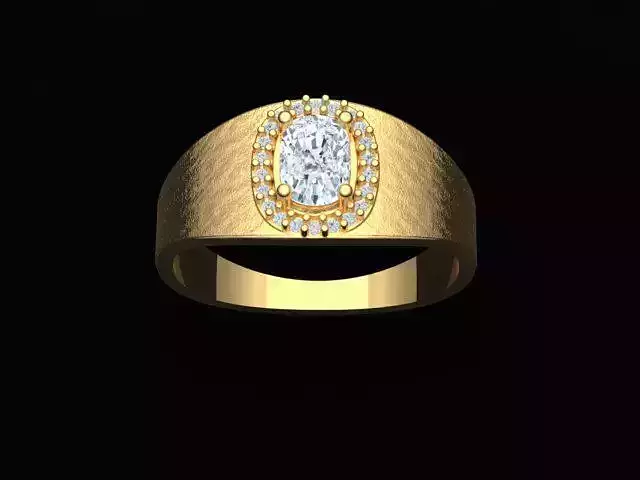 Textured Cushion cut Diamond Ring