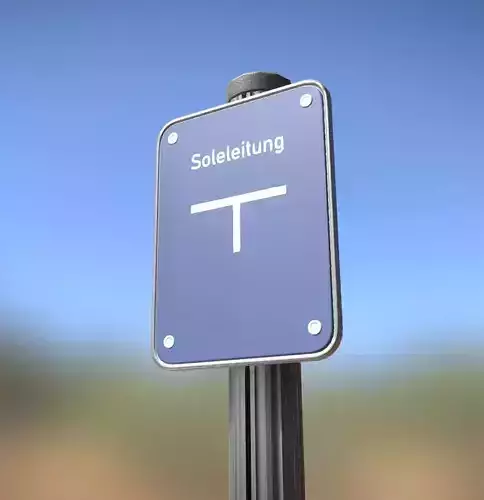 Hinweisschild Soleleitung mit Pfosten und Rahmen Low-poly 3D model