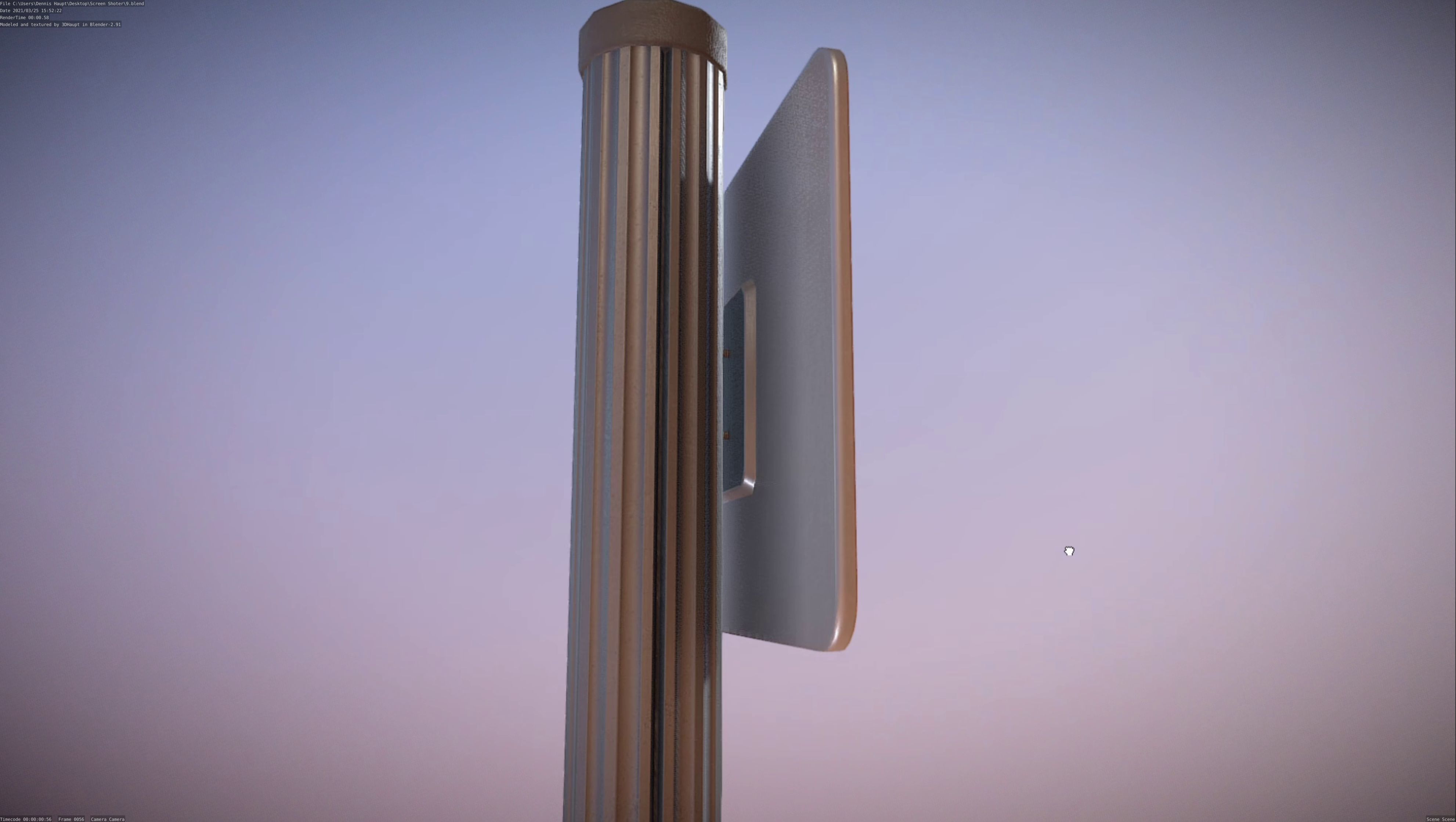 Hinweisschild Hydrant Rot mit Pfosten und Rahmen Low-poly 3D model_22